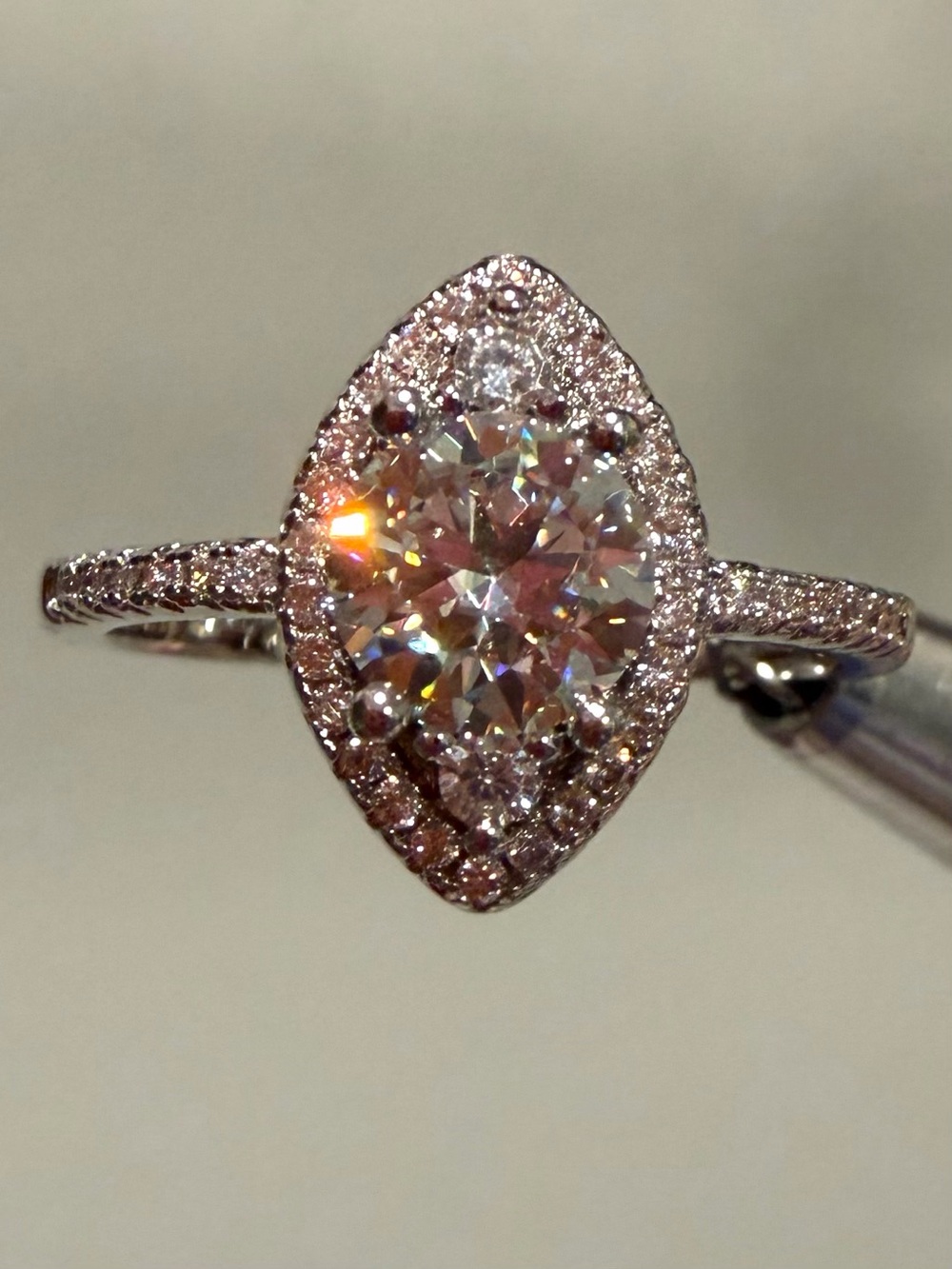 1.0CT GRA MOISSANITE MarquiseSolitaire Ring s925 sterling silver Size 6 or 9